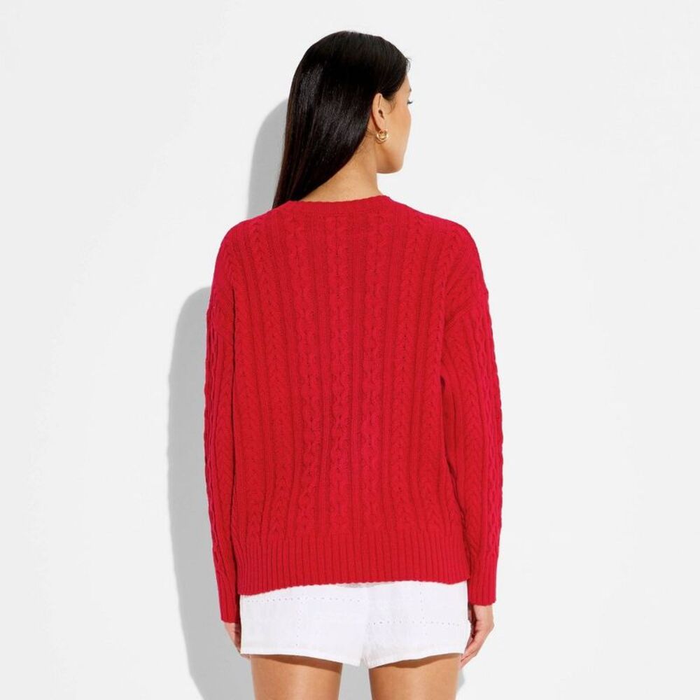 Wild Fable - Women's Crewneck Americana Flag Pullover Sweater - Red - Picture 3 of 3